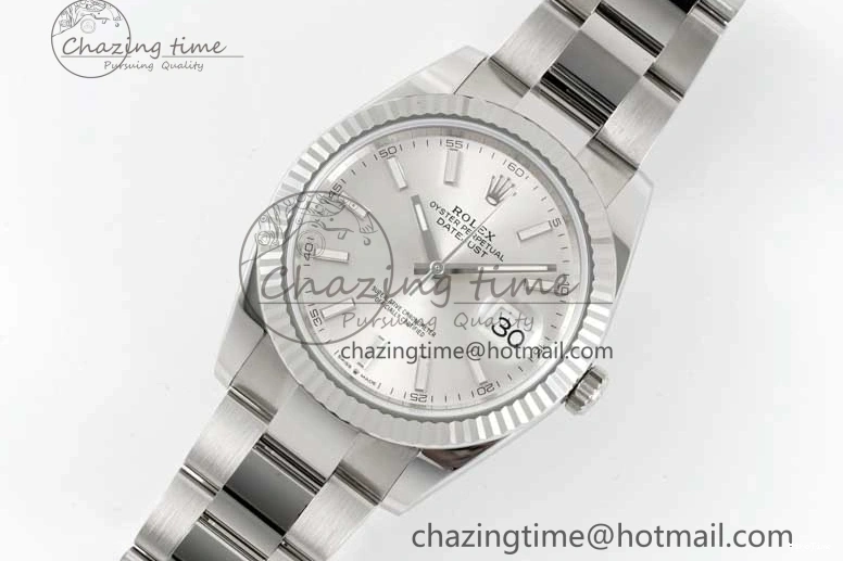 MiroTime 0113 DateJust 41 126334 Clean 1:1 Best Edition 904L Steel Silver Stick Dial on Oyster Bracelet VR Modern 2434
